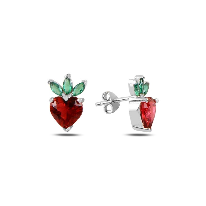 Strawberry%20&%20Heart%20CZ%20Stud%20Earrings