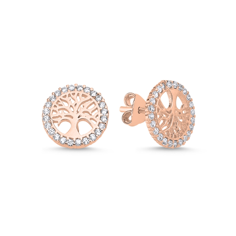 Tree%20of%20Life%20CZ%20Stud%20Earrings%20Rose%20Gold%20Plated