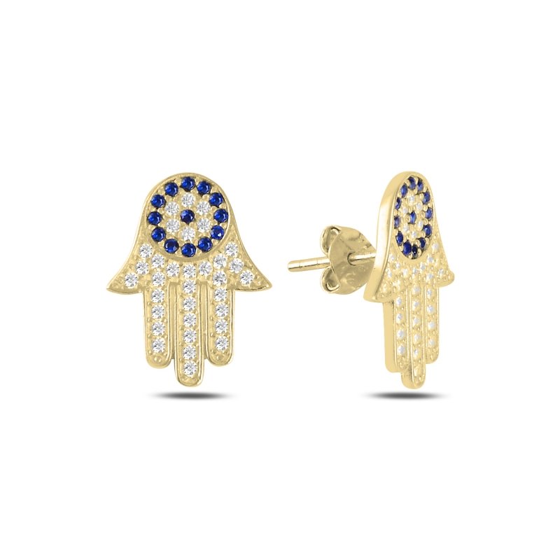 Hamsa%20&%20Nazar%20Zirkon%20Taşlı%20Küpe%20Altın%20Kaplama%20925%20Ayar%20Gümüş