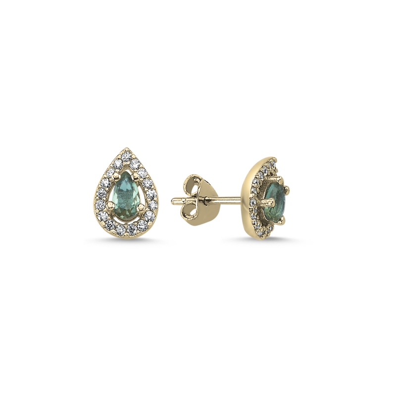 Halo%20Solitaire%20Teardrop%20Zultanite%20CZ%20Stud%20Earrings%20Gold%20Plated