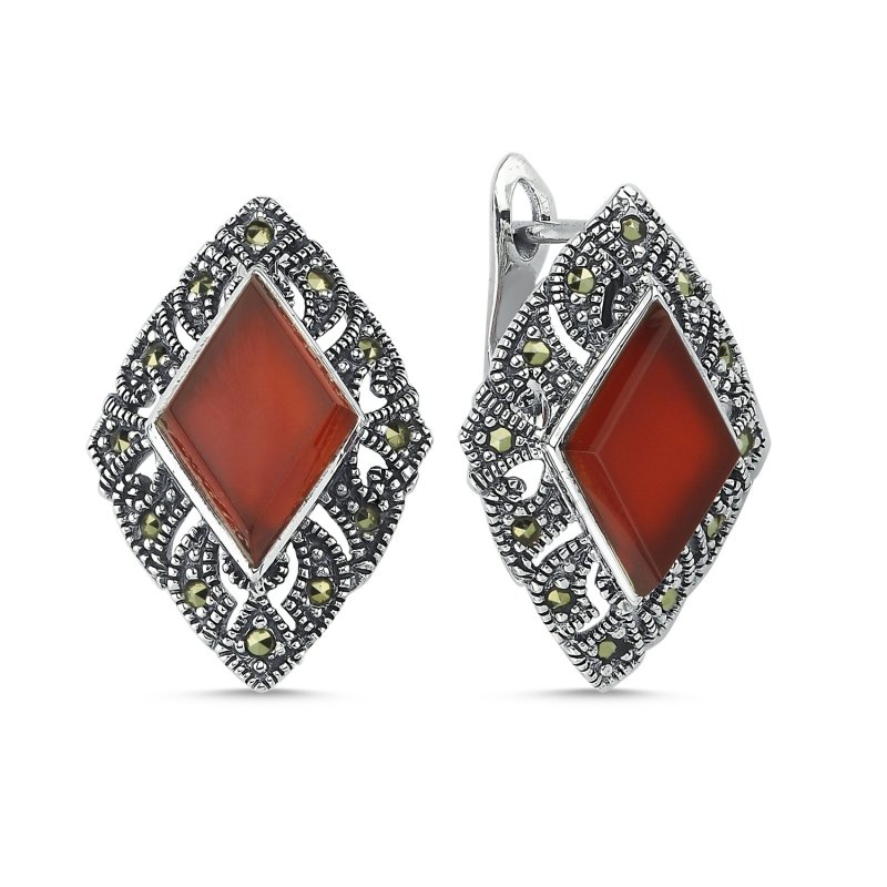 Red%20Agate%20&%20Marcasite%20Latch%20Back%20Earrings