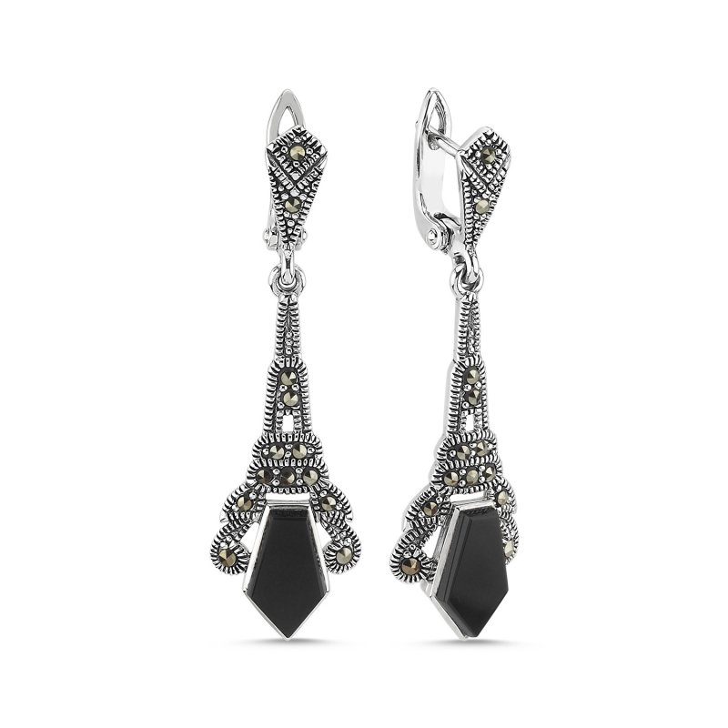 Onyx%20&%20Marcasite%20Dangle%20Earrings