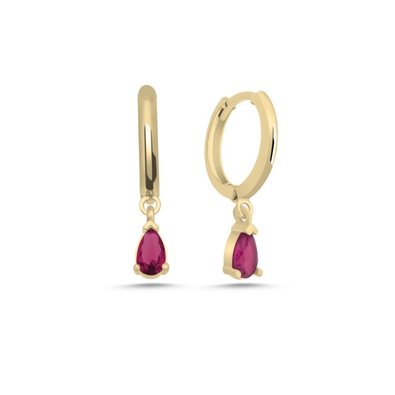 Ruby%20CZ%20Huggie%20Hoop%20Earrings%20Gold%20Plated