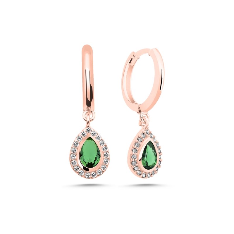 Emerald%20CZ%20Huggie%20Hoop%20Earrings%20Rose%20Gold%20Plated