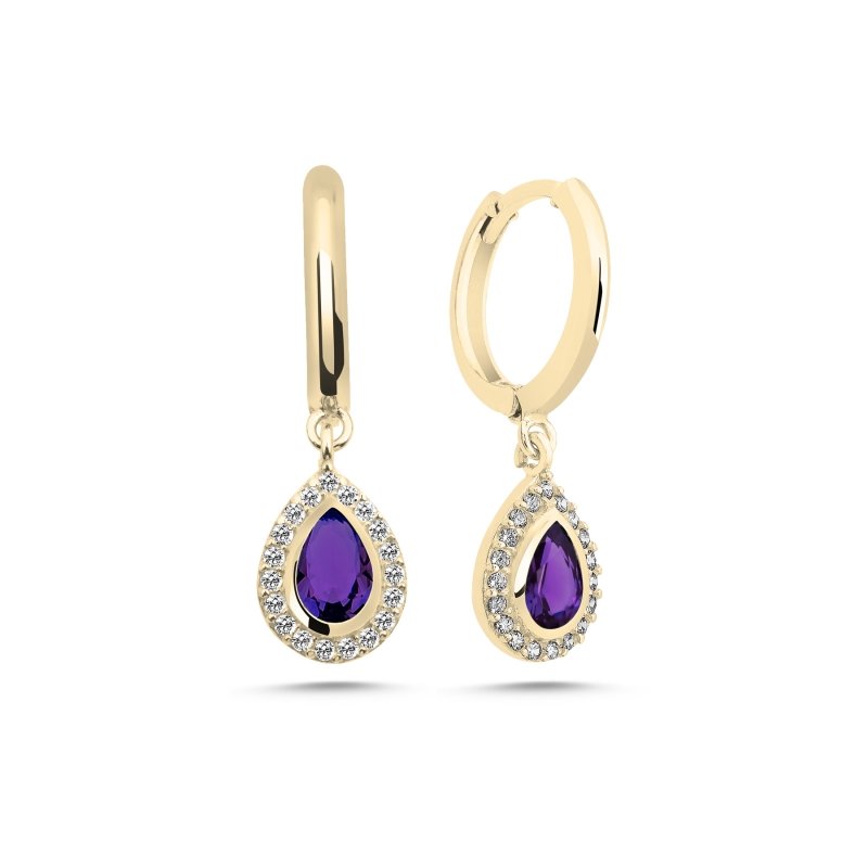 Amethyst%20CZ%20Huggie%20Hoop%20Earrings%20Gold%20Plated