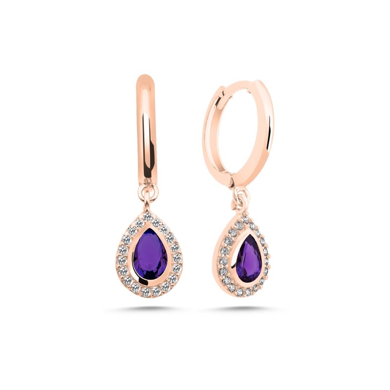 Amethyst%20CZ%20Huggie%20Hoop%20Earrings%20Rose%20Gold%20Plated