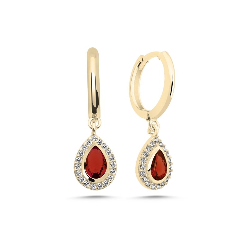 Garnet%20CZ%20Huggie%20Hoop%20Earrings%20Gold%20Plated