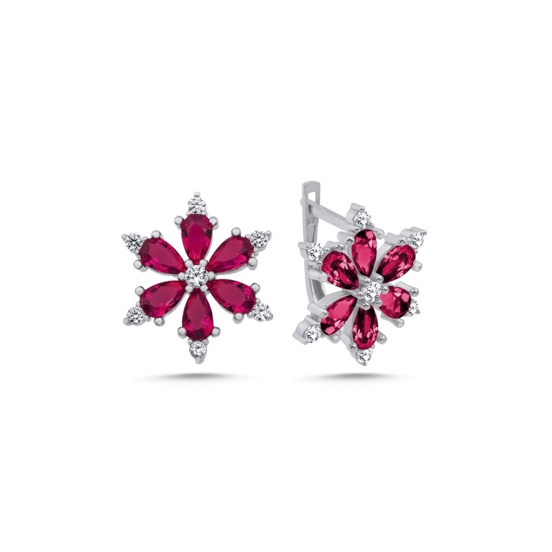 Lotus%20Flower%20Ruby%20CZ%20Latch%20Back%20Earrings