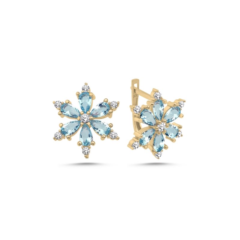 Lotus%20Flower%20Aquamarine%20CZ%20Latch%20Back%20Earrings%20Gold%20Plated