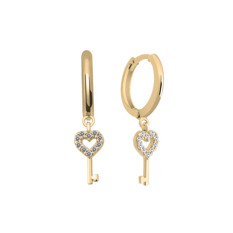 Key%20&%20Heart%20CZ%20Huggie%20Hoop%20Earrings%20Gold%20Plated