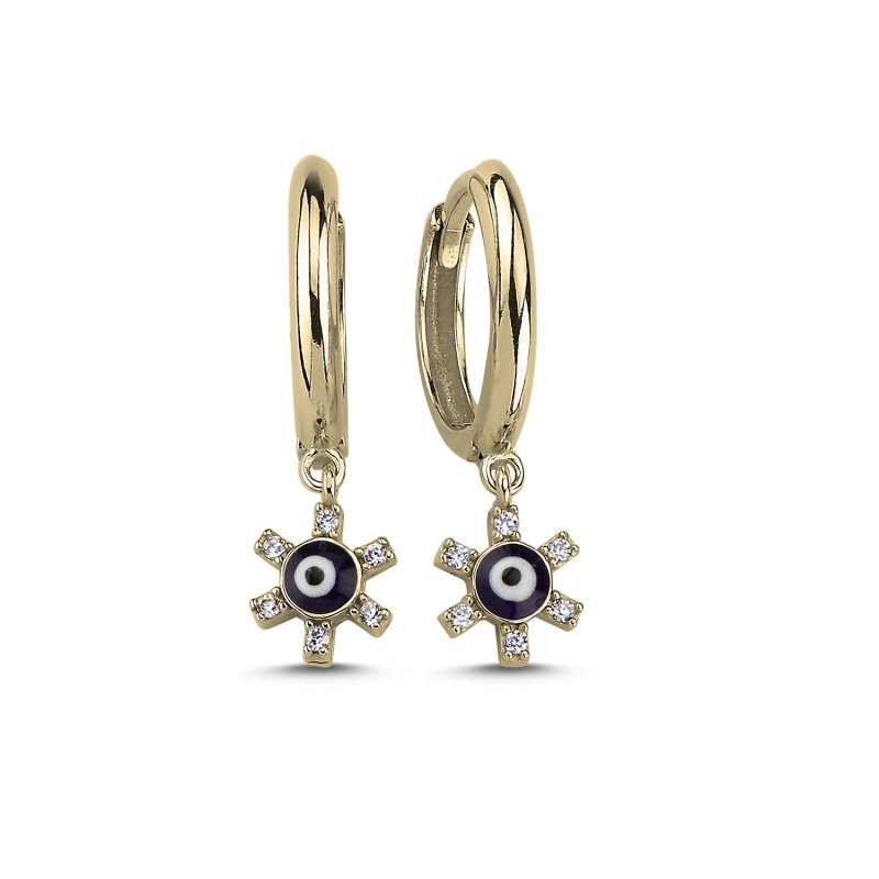 Eye%20Enamel%20&%20CZ%20Huggie%20Hoop%20Earrings%20Gold%20Plated