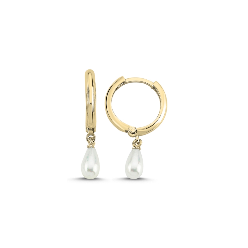 Teardrop%20Pearl%20Huggie%20Hoop%20Earrings%20Gold%20Plated