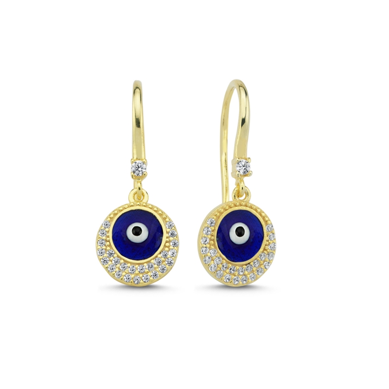 Enamel%20Eye%20&%20CZ%20Huggie%20Hoop%20Earrings%20Gold%20Plated