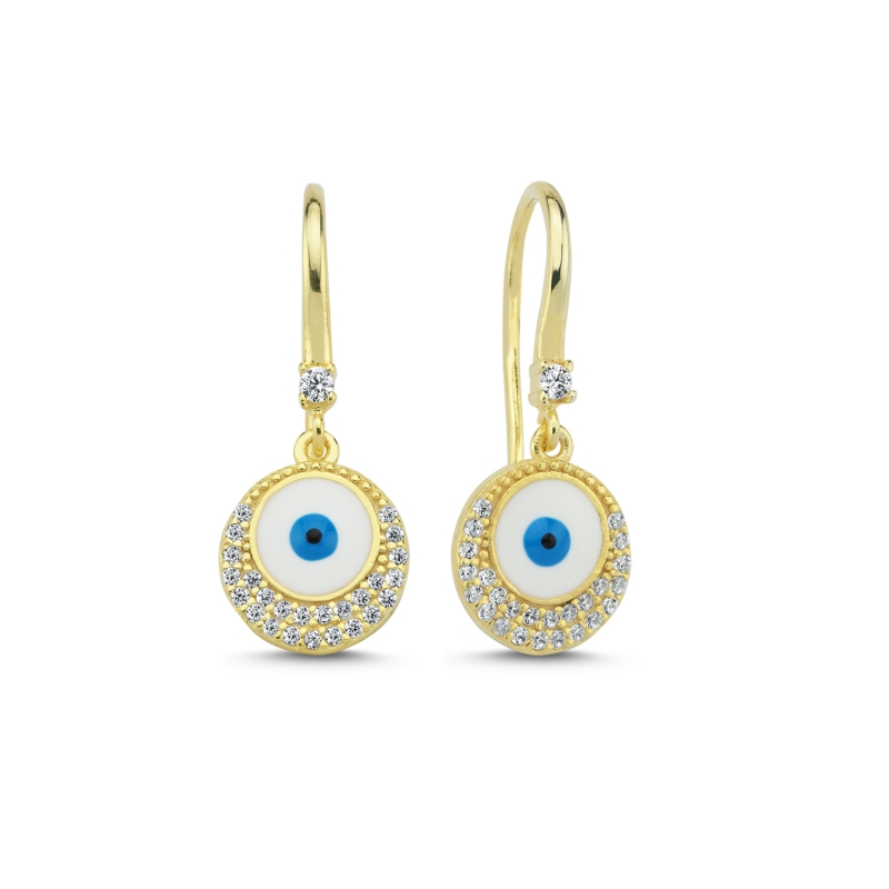 Enamel%20Eye%20&%20CZ%20Huggie%20Hoop%20Earrings%20Gold%20Plated