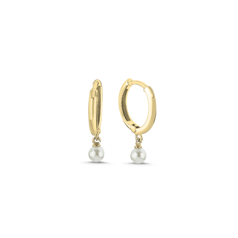 4mm%20Pearl%20Huggie%20Hoop%20Earrings%20Gold%20Plated