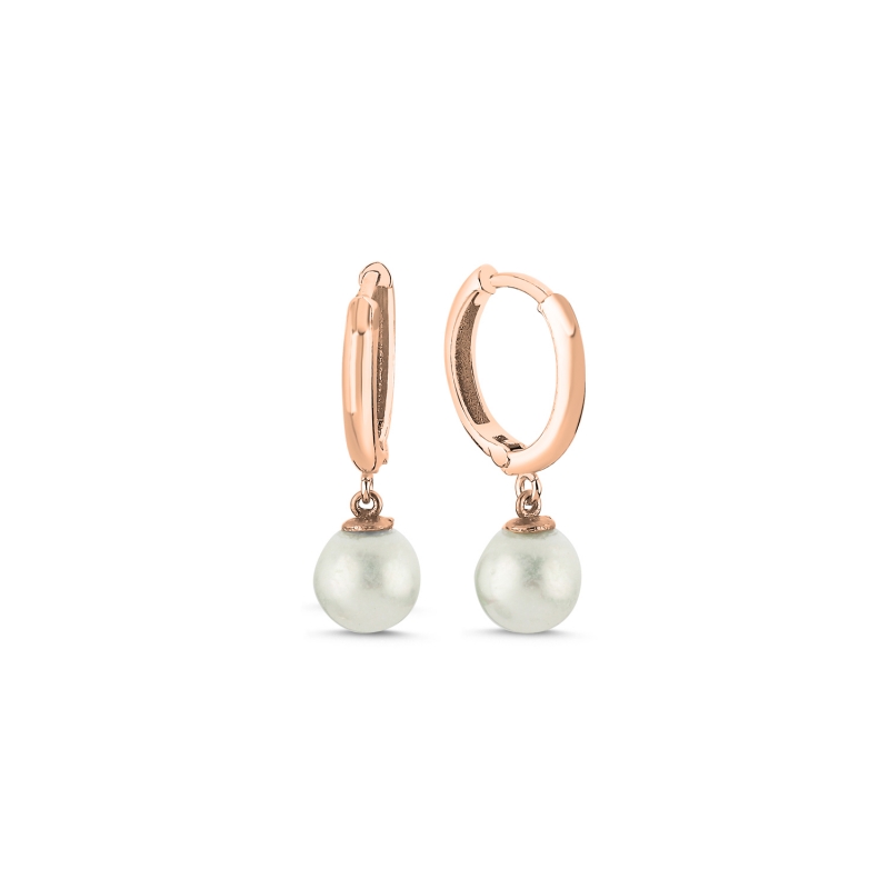 7mm%20Pearl%20Huggie%20Hoop%20Earrings%20Rose%20Gold%20Plated