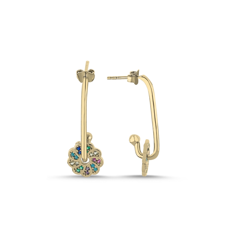 Flower%20Colored%20CZ%20Earrings%20Gold%20Plated