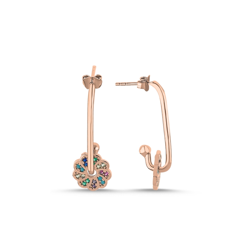 Flower%20Colored%20CZ%20Earrings%20Rose%20Gold%20Plated