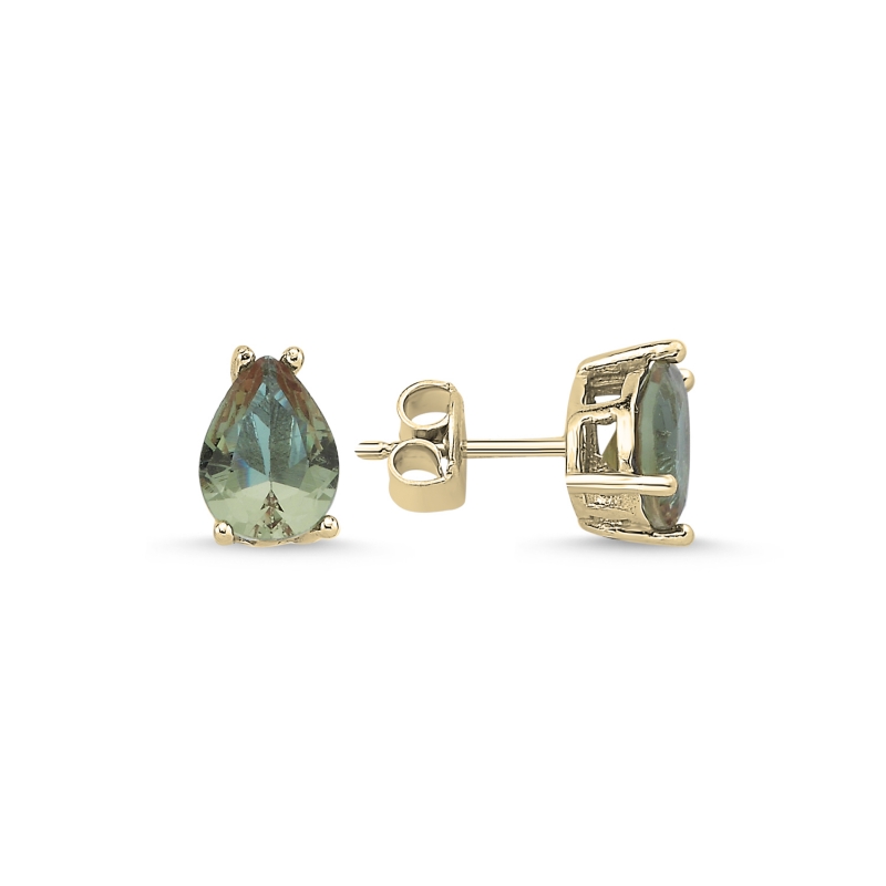 6x8mm%20Teardrop%20Zultanite%20CZ%20Solitaire%20Stud%20Earrings%20Gold%20Plated