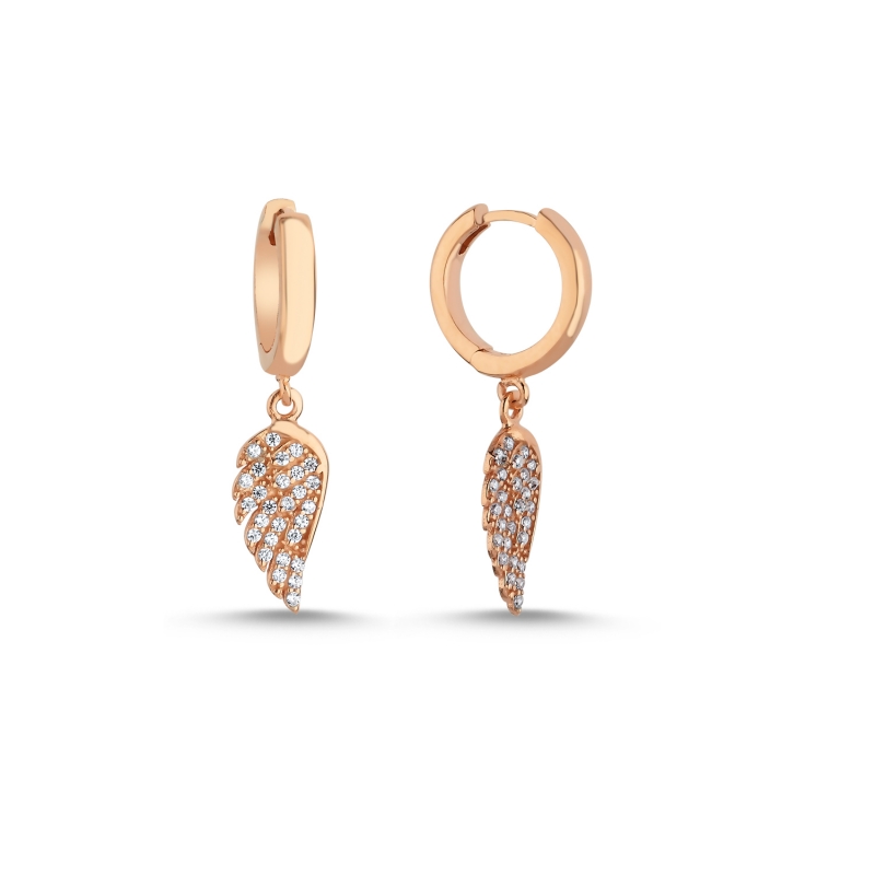 Wing%20CZ%20Huggie%20Hoop%20Earrings%20Rose%20Gold%20Plated