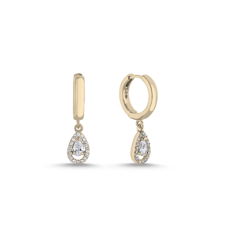 Teardrop%20Halo%20CZ%20Huggie%20Hoop%20Earrings%20Gold%20Plated