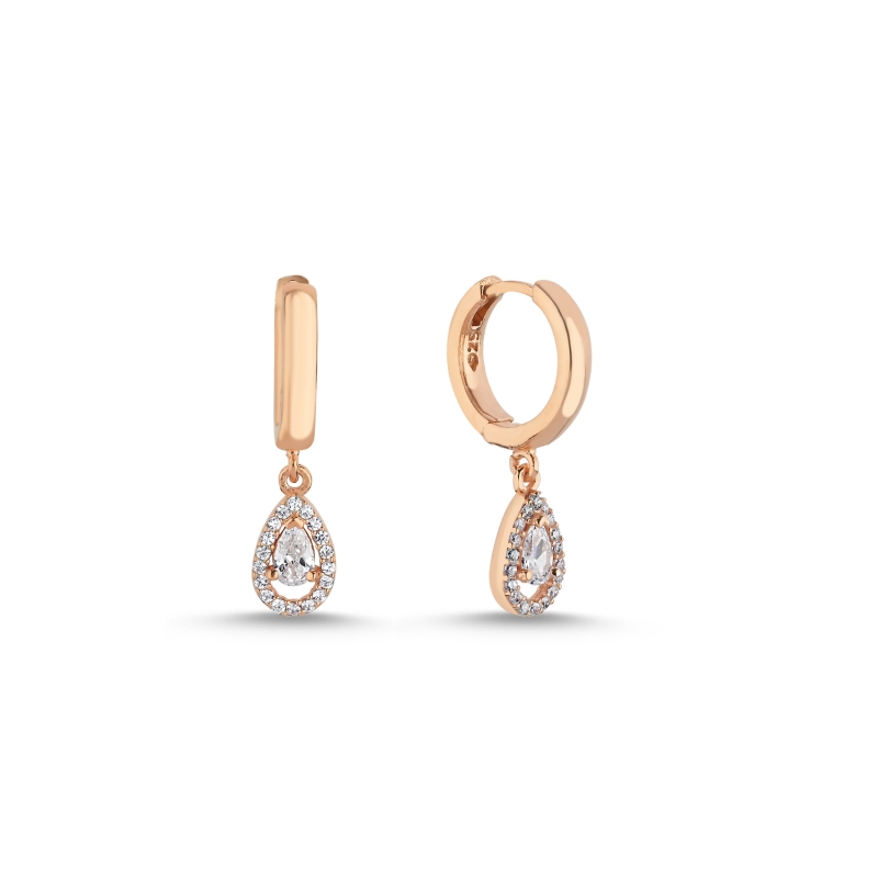 Teardrop%20Halo%20CZ%20Huggie%20Hoop%20Earrings%20Rose%20Gold%20Plated