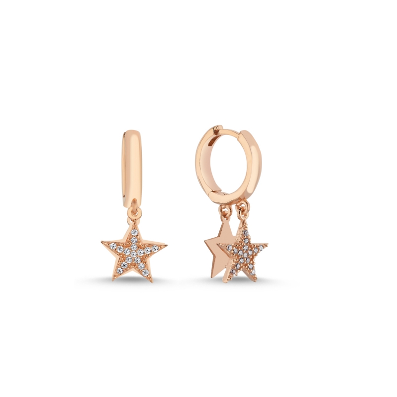 Star%20CZ%20Huggie%20Hoop%20Earrings%20Rose%20Gold%20Plated