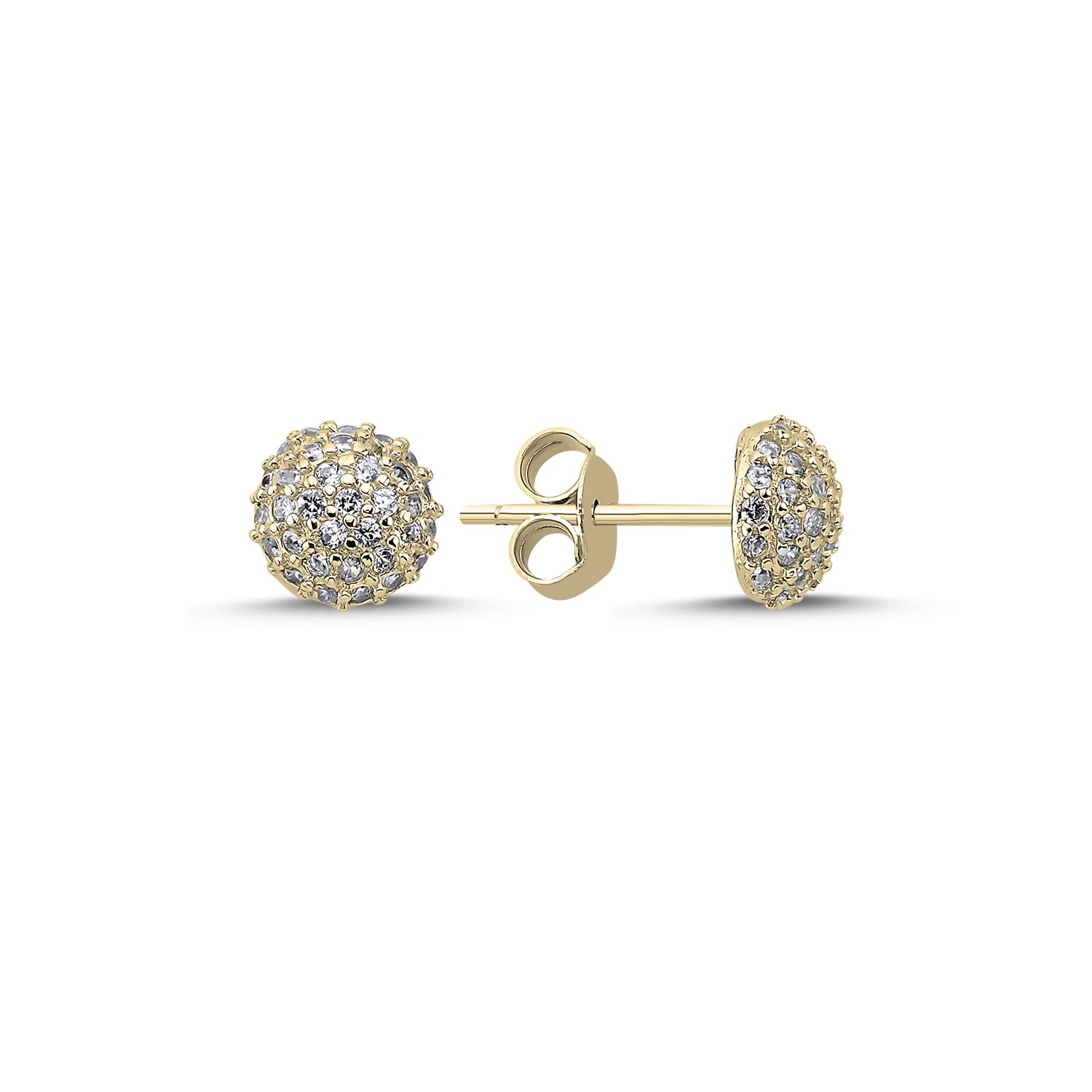 Half%20Ball%20&%20CZ%20Stud%20Earrings-Altın%20kaplama