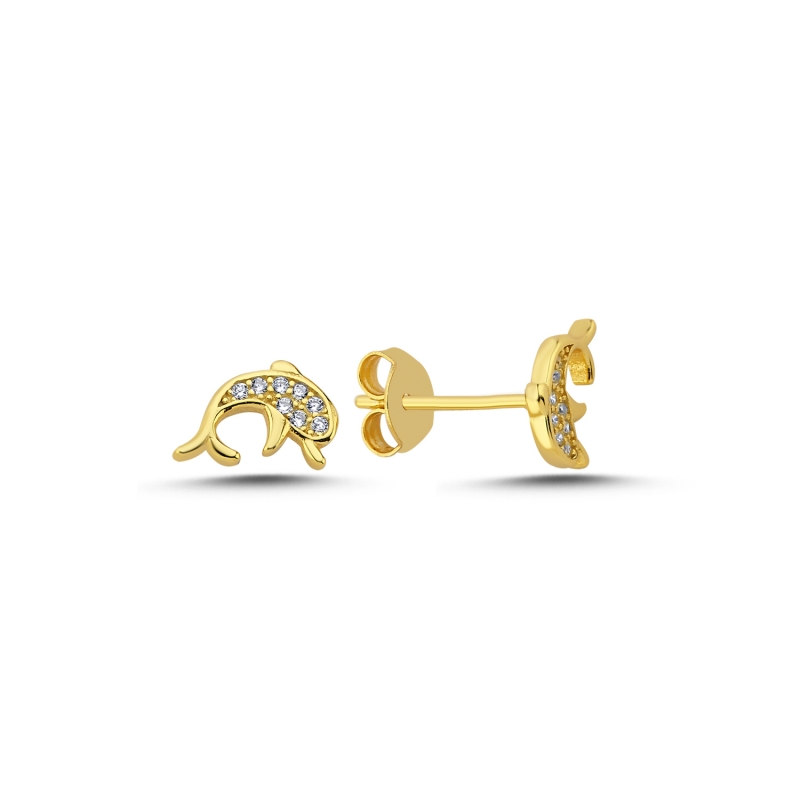 Dolphin%20CZ%20Stud%20Earrings%20Gold%20Plated