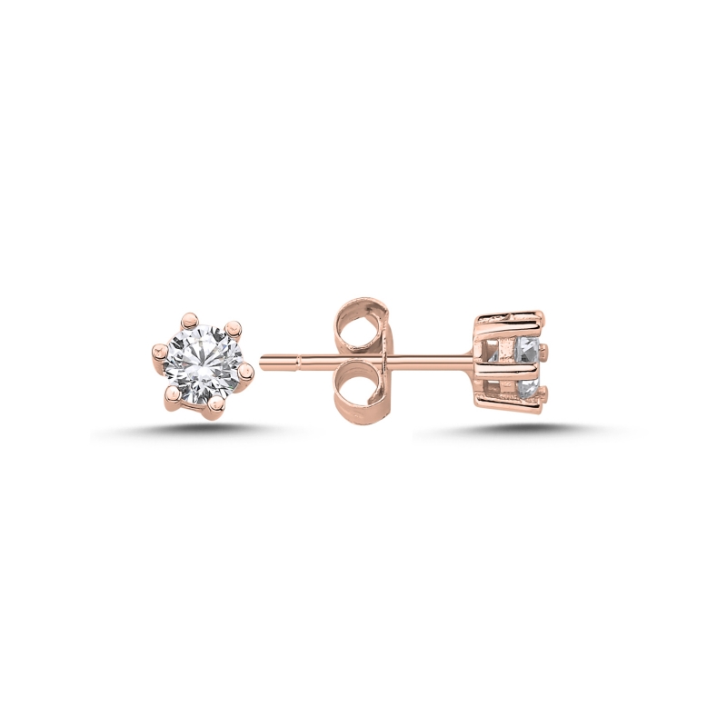 4.5mm%20Round%20CZ%20&%20Solitaire%20Stud%20Earrings%20Rose%20Gold%20Plated