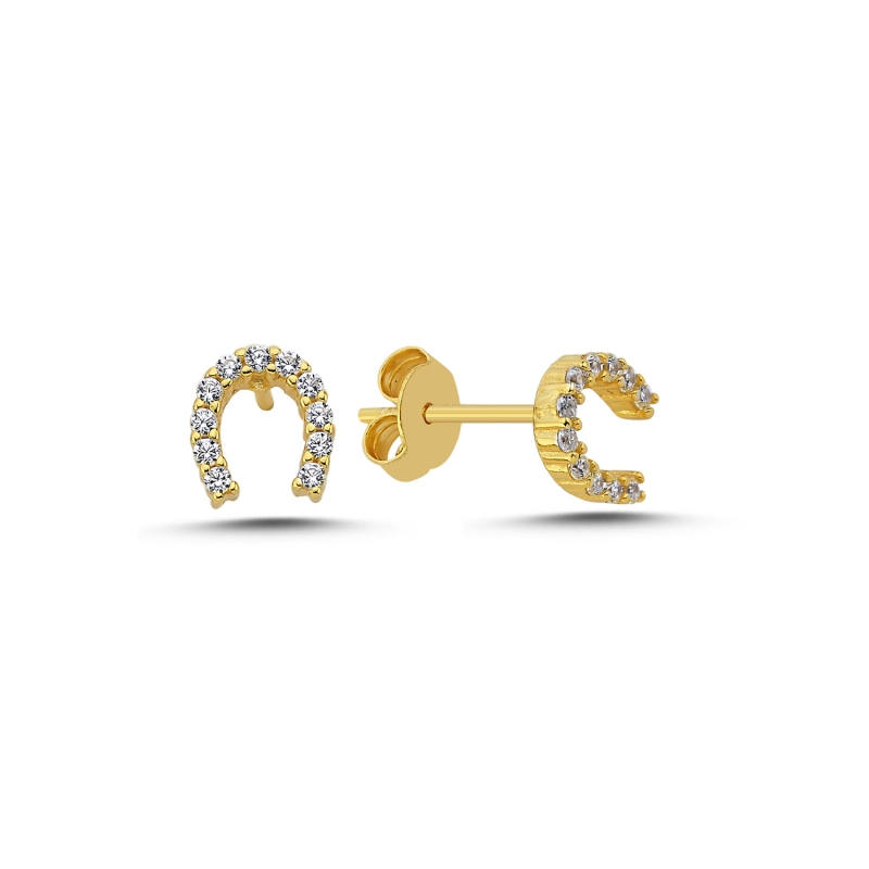 Lucky%20Horseshoe%20CZ%20Stud%20Earrings%20Gold%20Plated