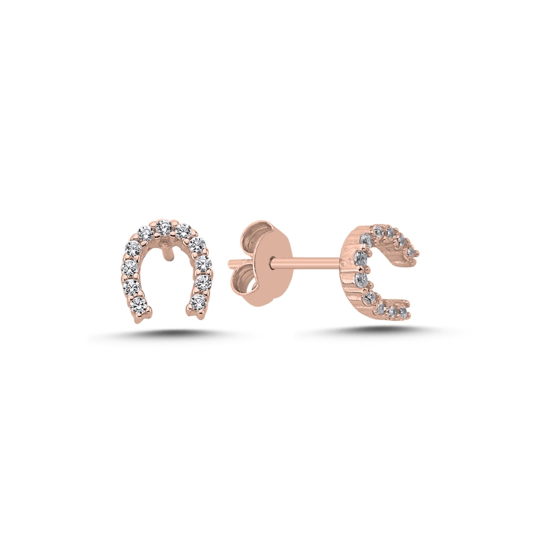 Lucky%20Horseshoe%20CZ%20Stud%20Earrings%20Rose%20Gold%20Plated