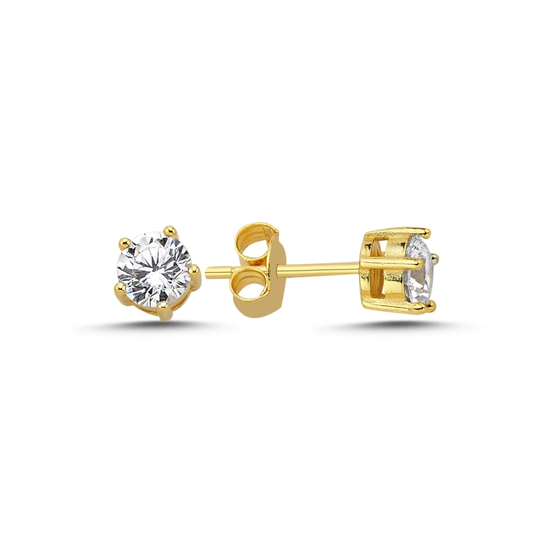 5.5mm%20Round%20CZ%20&%20Solitaire%20Stud%20Earrings%20Gold%20Plated