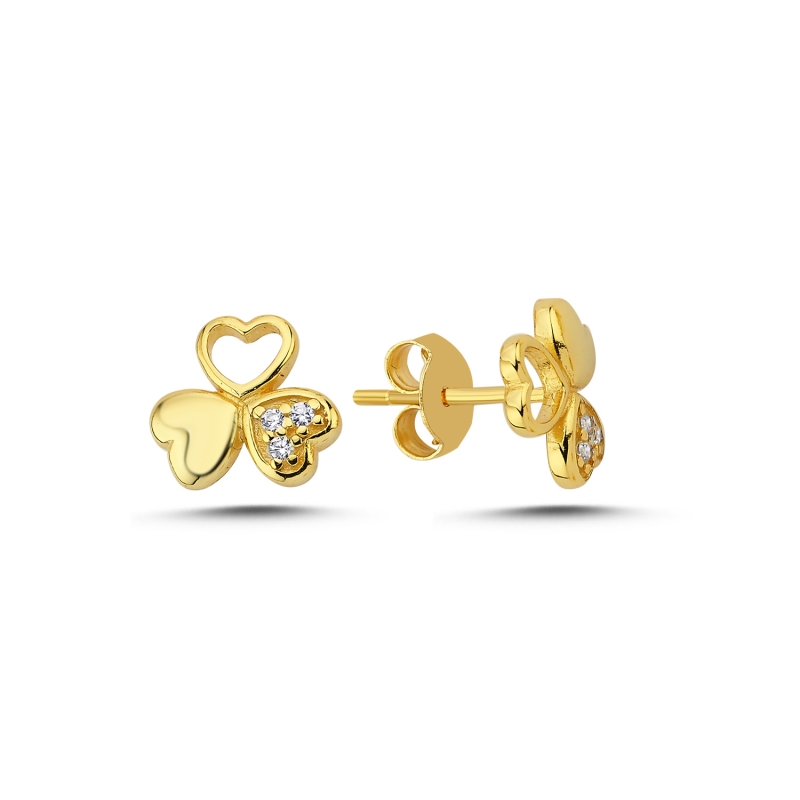 Clover%20&%20Heart%20CZ%20Stud%20Earrings%20Gold%20Plated