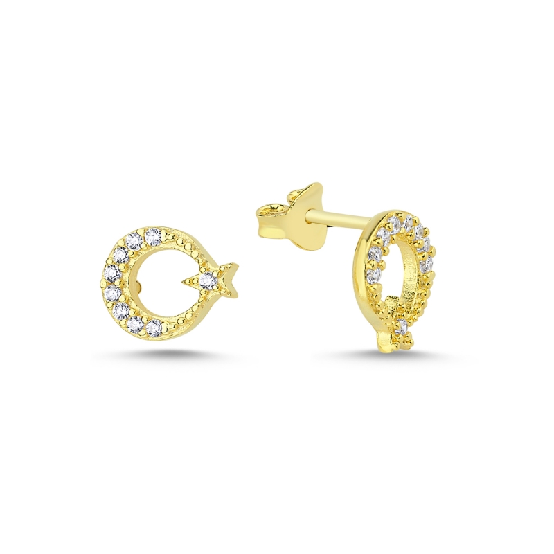 CZ%20Star%20And%20Crescent%20Stud%20Earrings%20Gold%20Plated