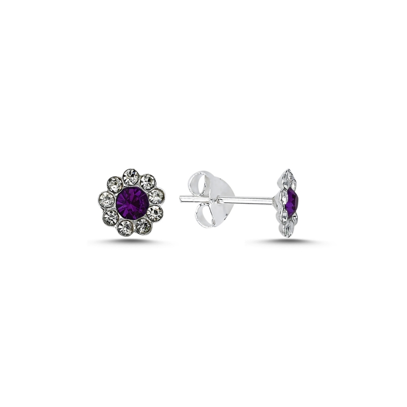 Daisy%20Purple%20Crystal%20Stone%20Stud%20Earrings