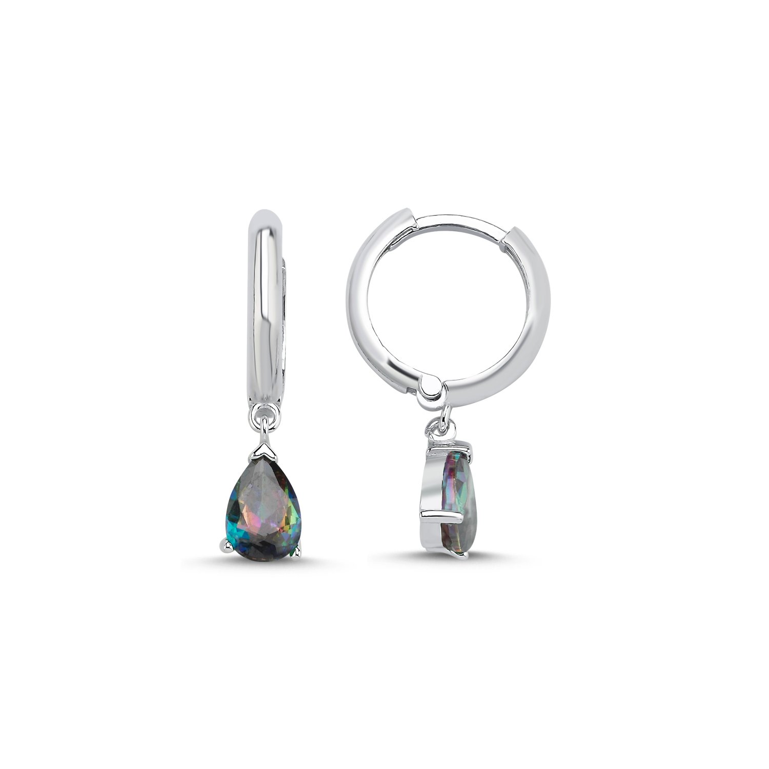 Teardrop%20Mystic%20Topaz%20CZ%20Huggie%20Hoop%20Earrings