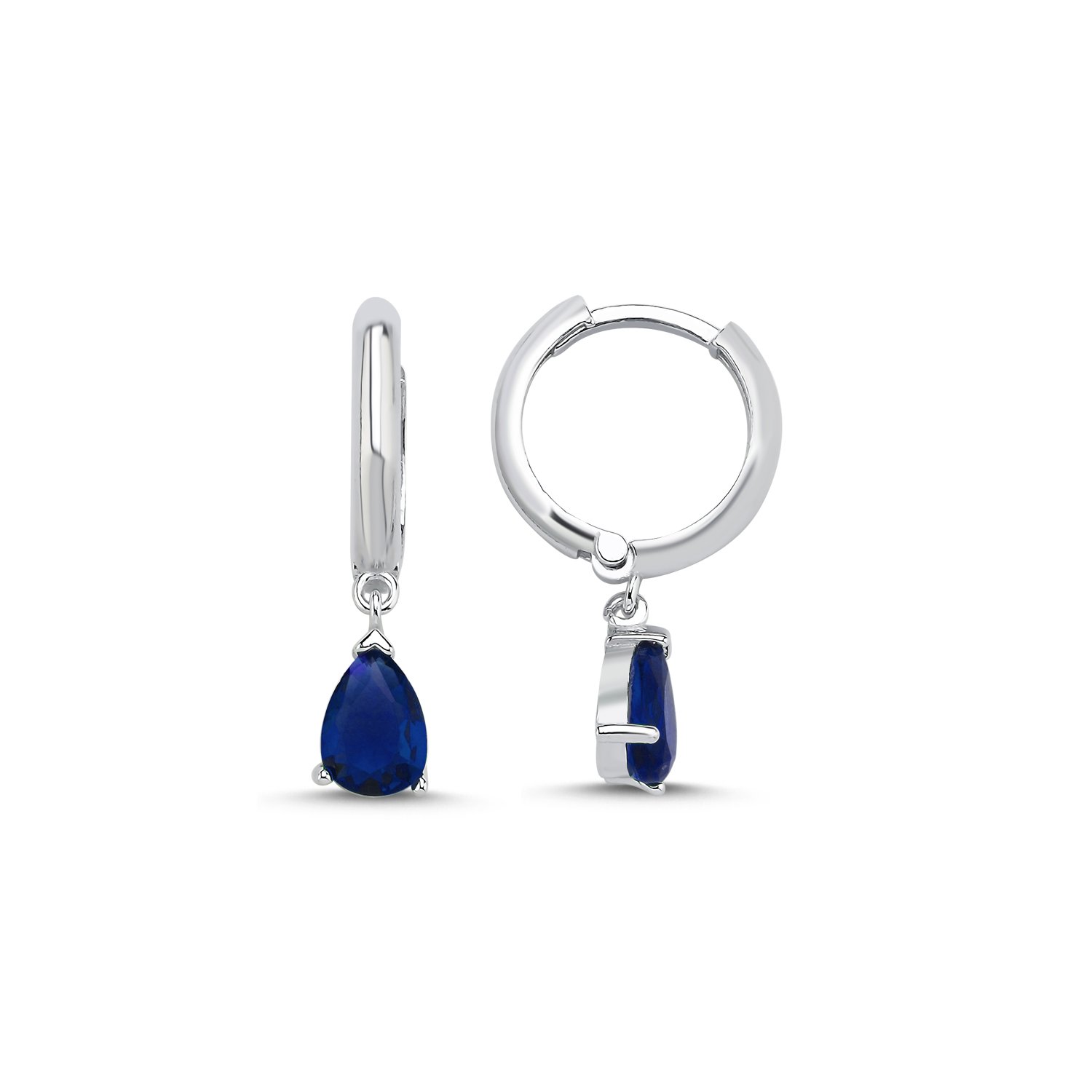 Teardrop%20Sapphire%20CZ%20Huggie%20Hoop%20Earrings