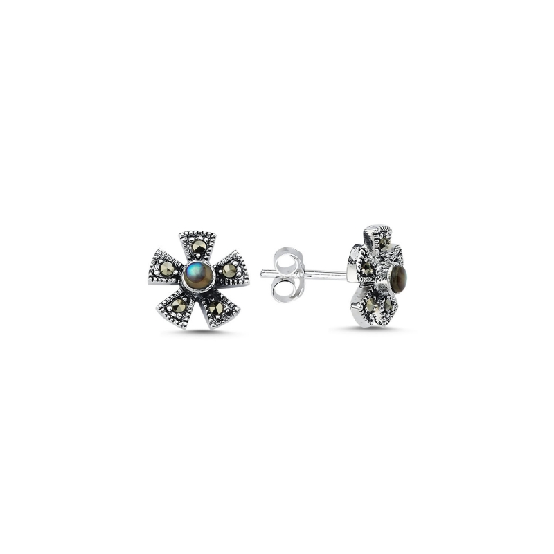 Marcasite%20&%20Abalone%20Flower%20Stud%20Earrings