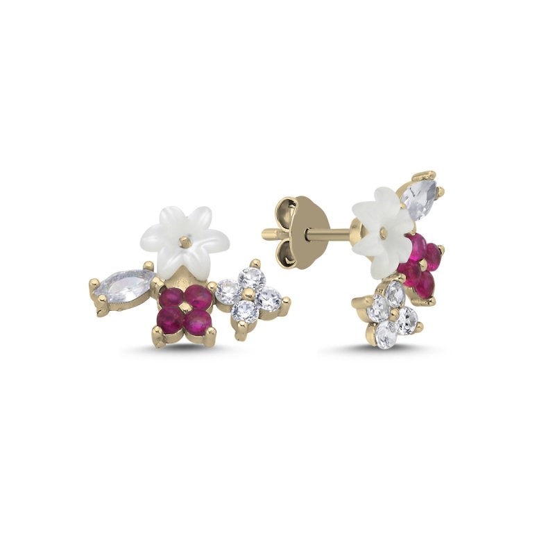 Magnolia%20Motfer%20Of%20Pearl%20Flower%20&%20CZ%20Stud%20Earrings-Gold%20Plated