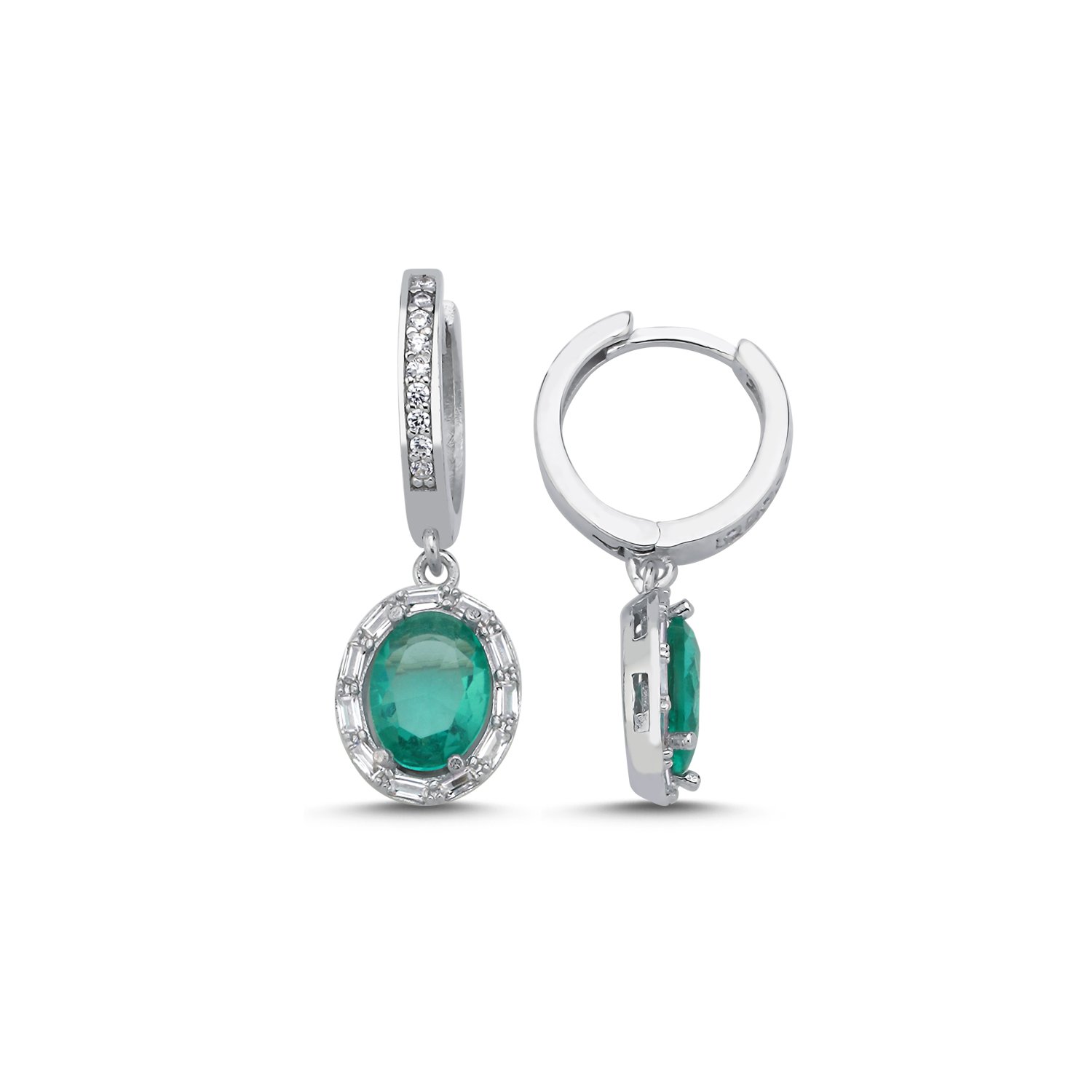 Paraiba%20Baguette%20CZ%20Oval%20&%20Halo%20Huggie%20Hoop%20Earrings