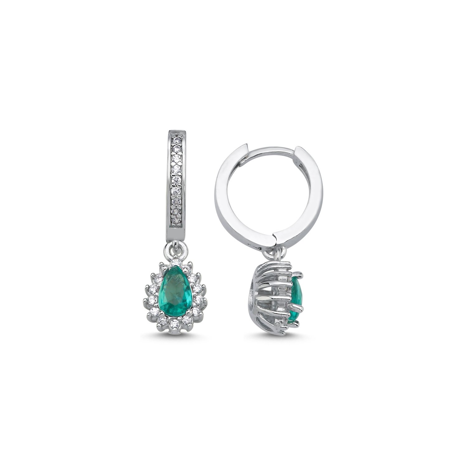 Paraiba%20CZ%20Teardrop%20&%20Halo%20Huggie%20Hoop%20Earrings