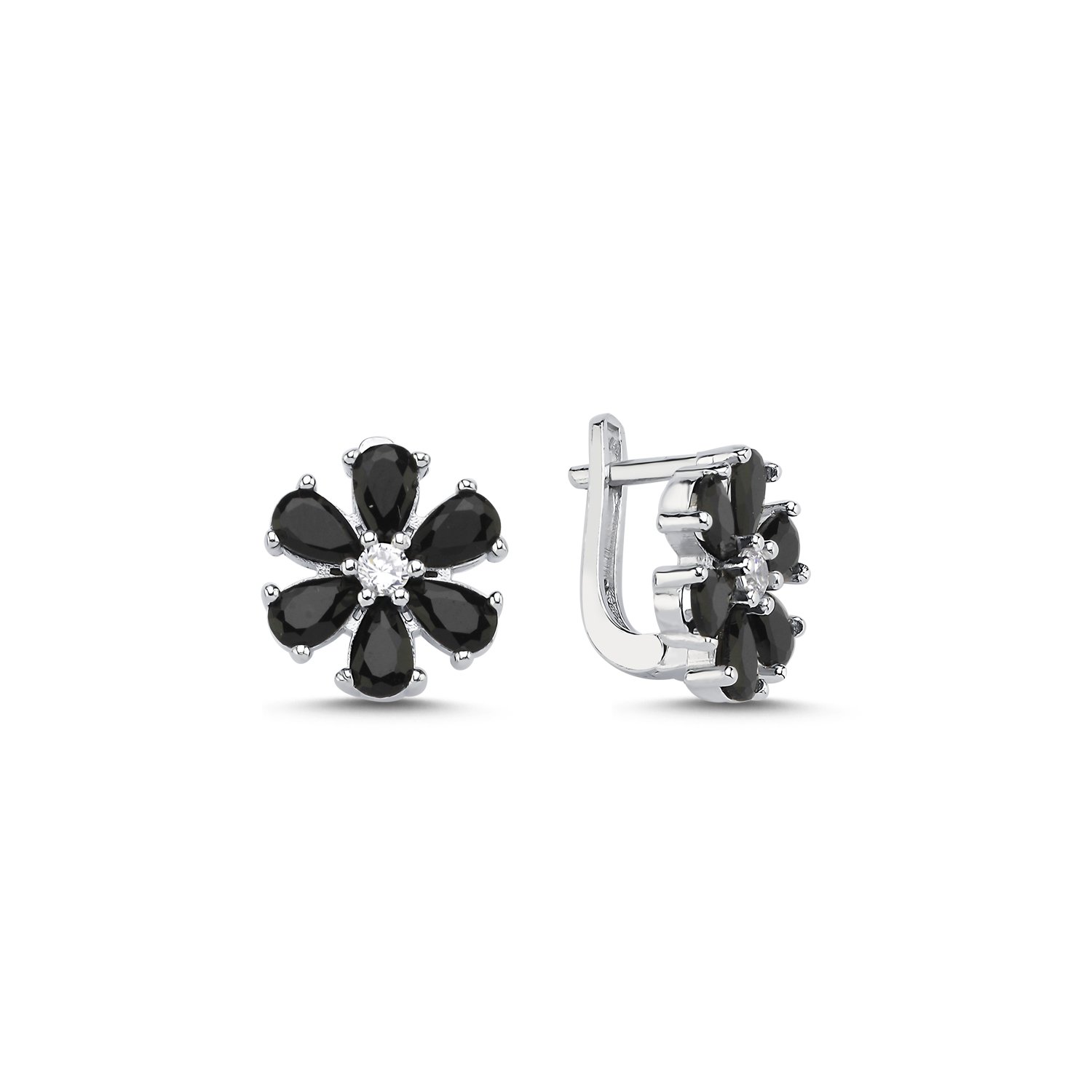 Flower%20Black%20CZ%20Latch%20Back%20Earrings