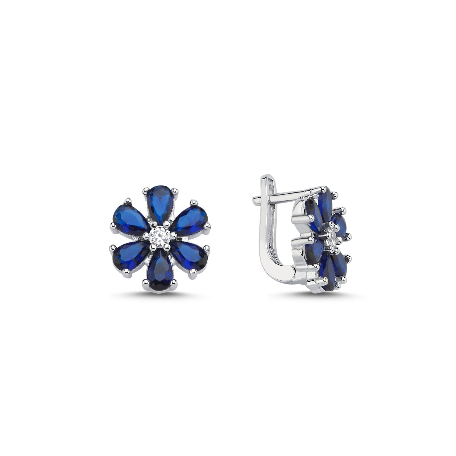 Flower%20Sapphire%20CZ%20Latch%20Back%20Earrings