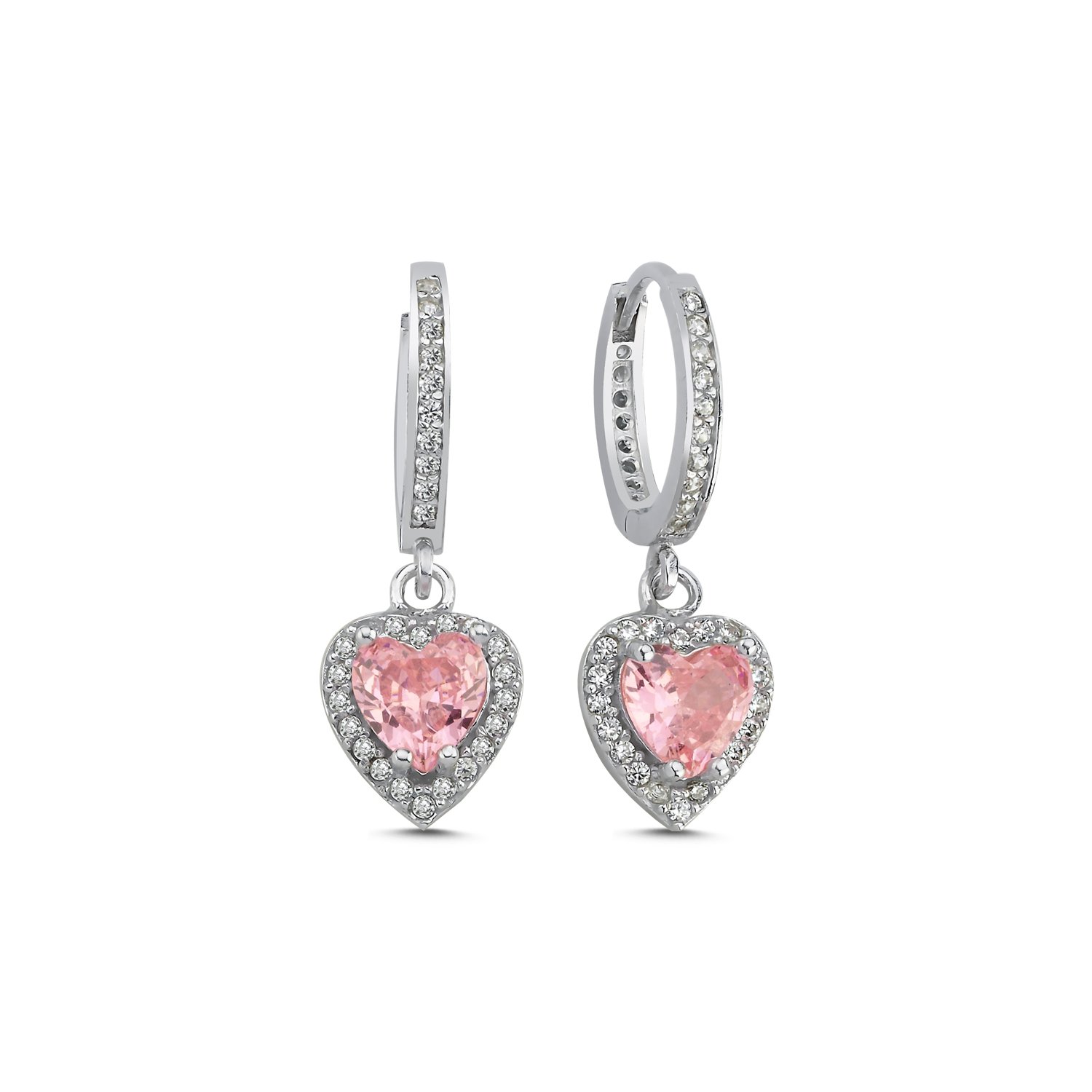 Pink%20Heart%20CZ%20Dangle%20Huggie%20Earrings