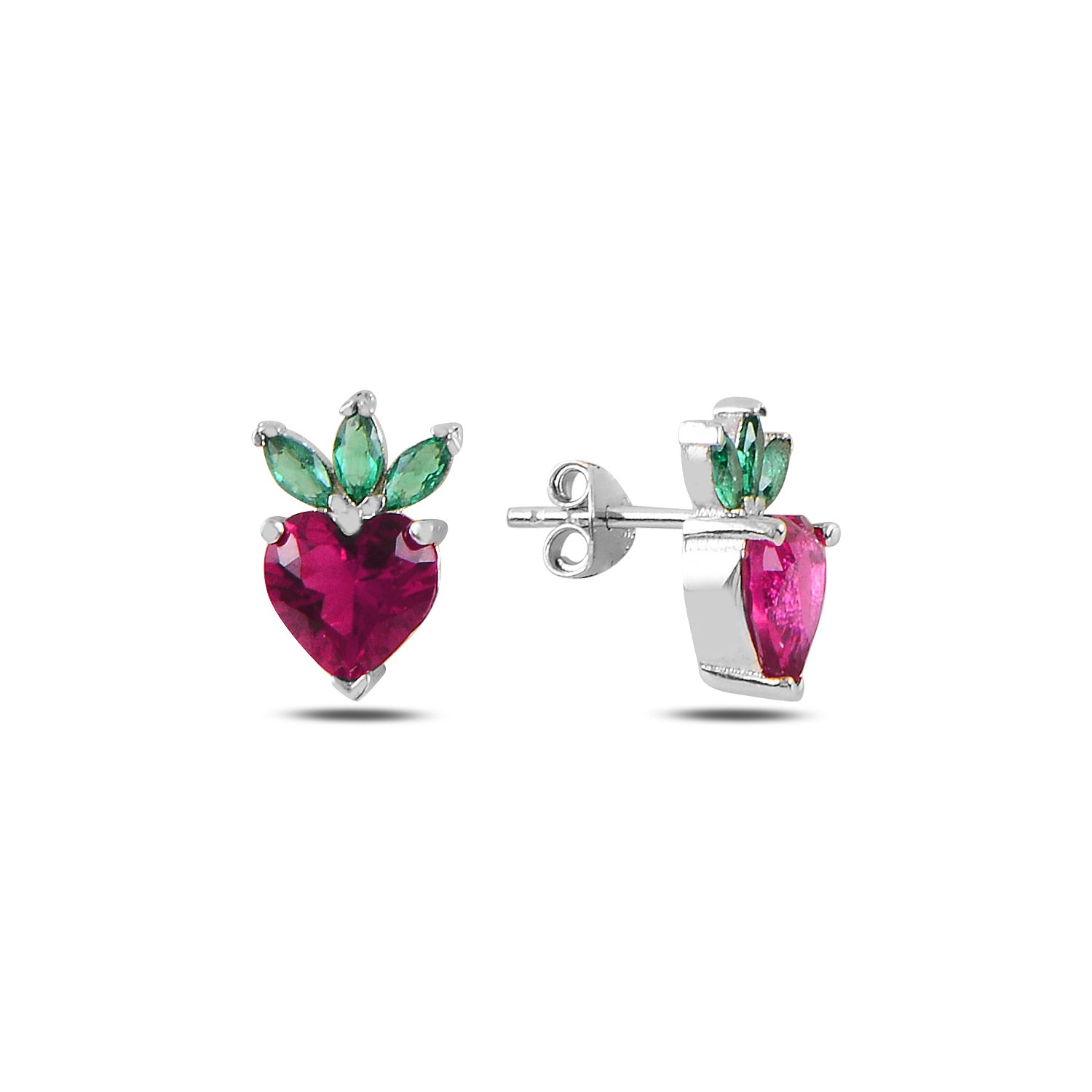 Strawberry%20&%20Heart%20CZ%20Stud%20Earrings