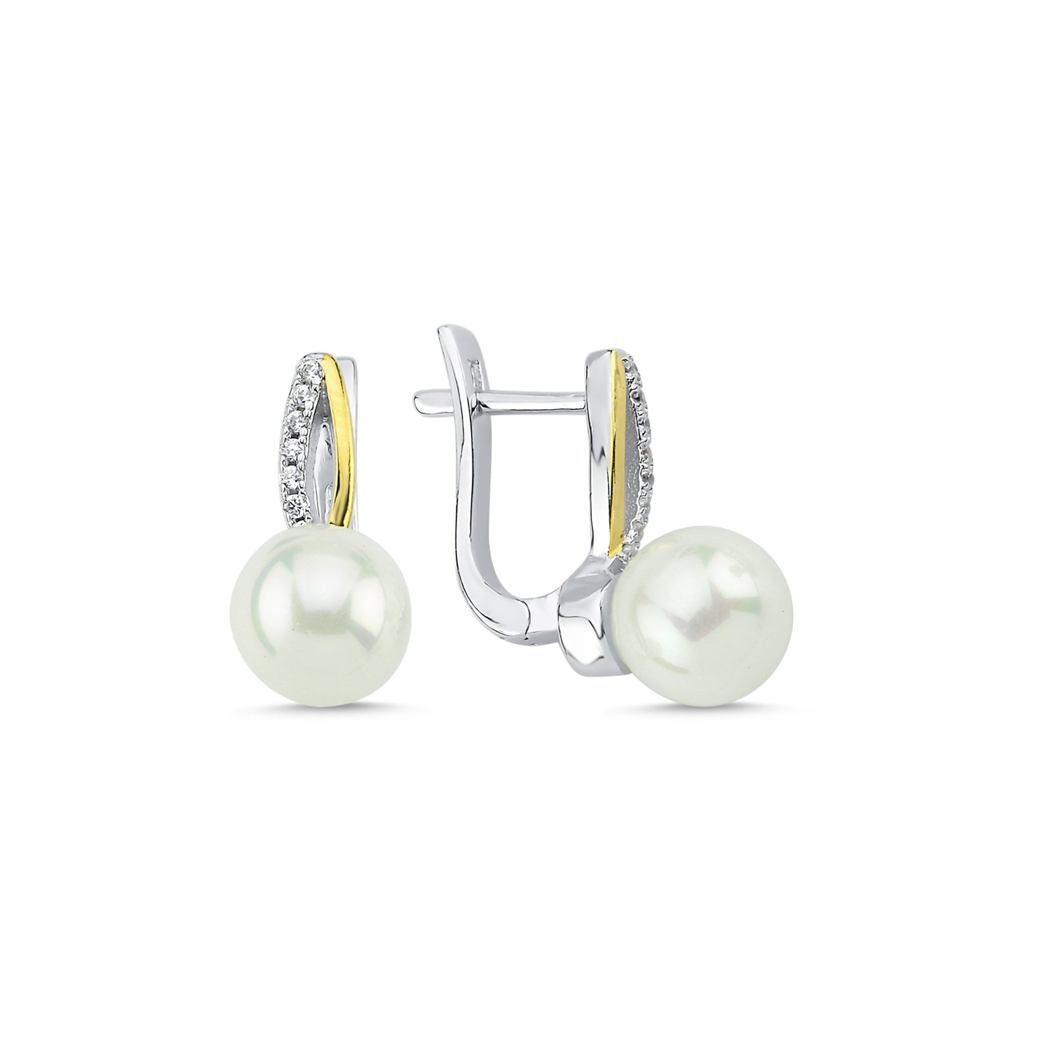 Pearl%20&%20CZ%20Dual%20Color%20Latch%20Back%20Earrings