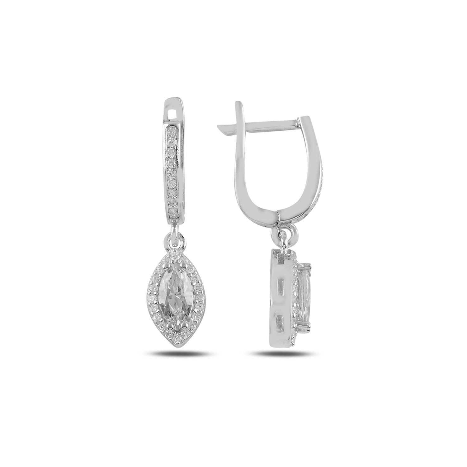 Marquise%20CZ%20Halo%20Solitaire%20Dangle%20Latch%20Back%20Earrings