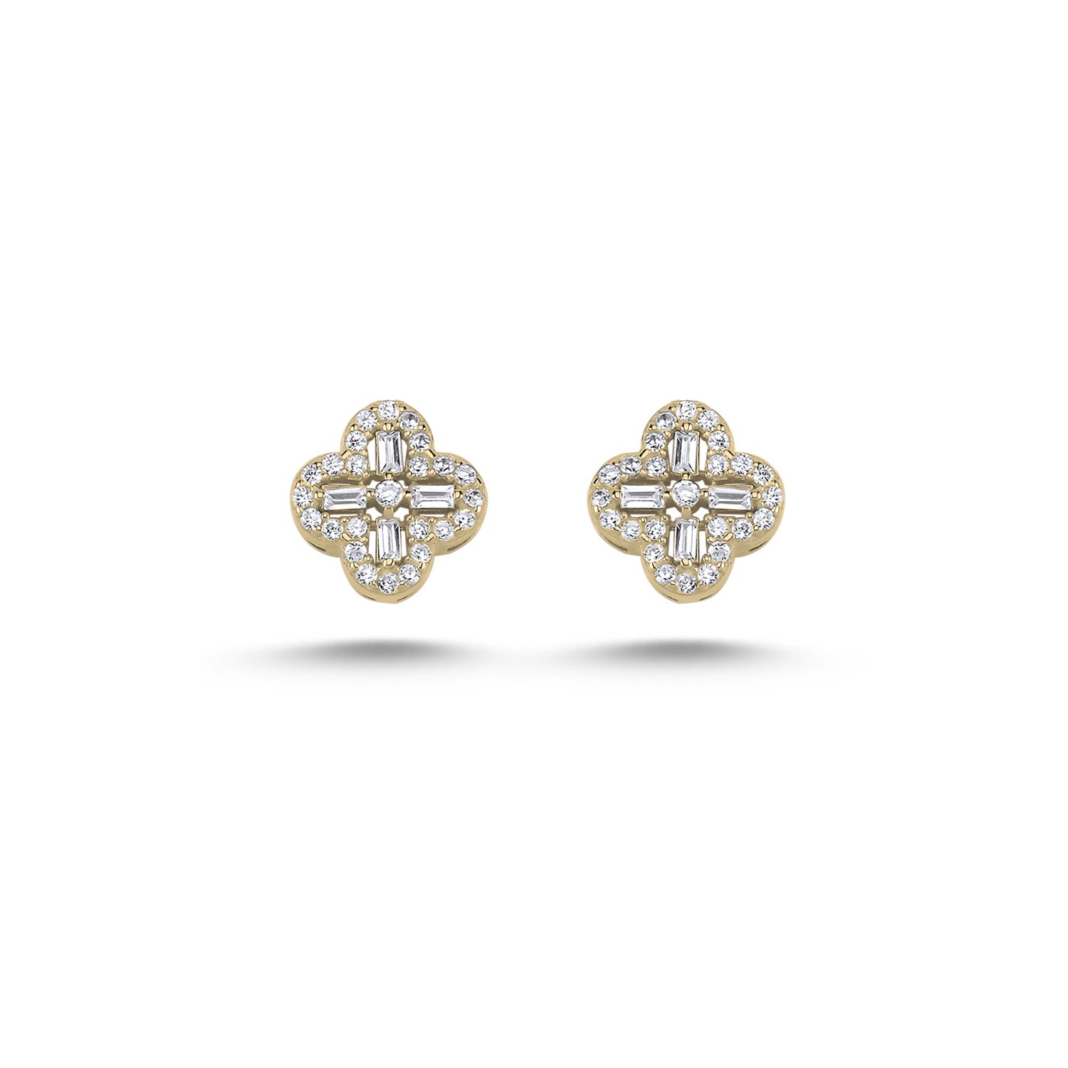 Baguette%20CZ%20Clover%20Stud%20Earrings