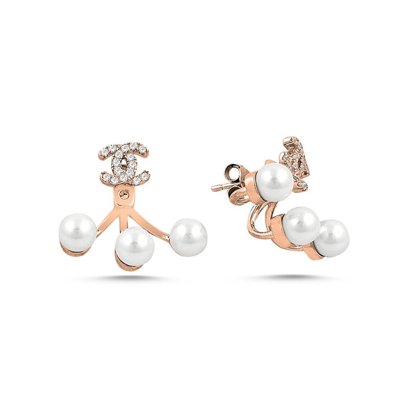 Pearl%20&%20CZ%20Double%20Earrings-Rose%20Gold%20Plated